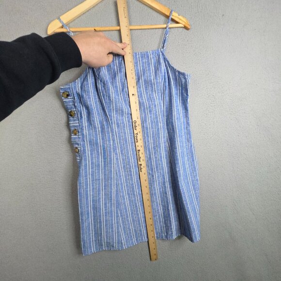 Lulus Mini Dress Large Pier and There Blue White Striped Side-Button Nautical - Picture 8 of 10